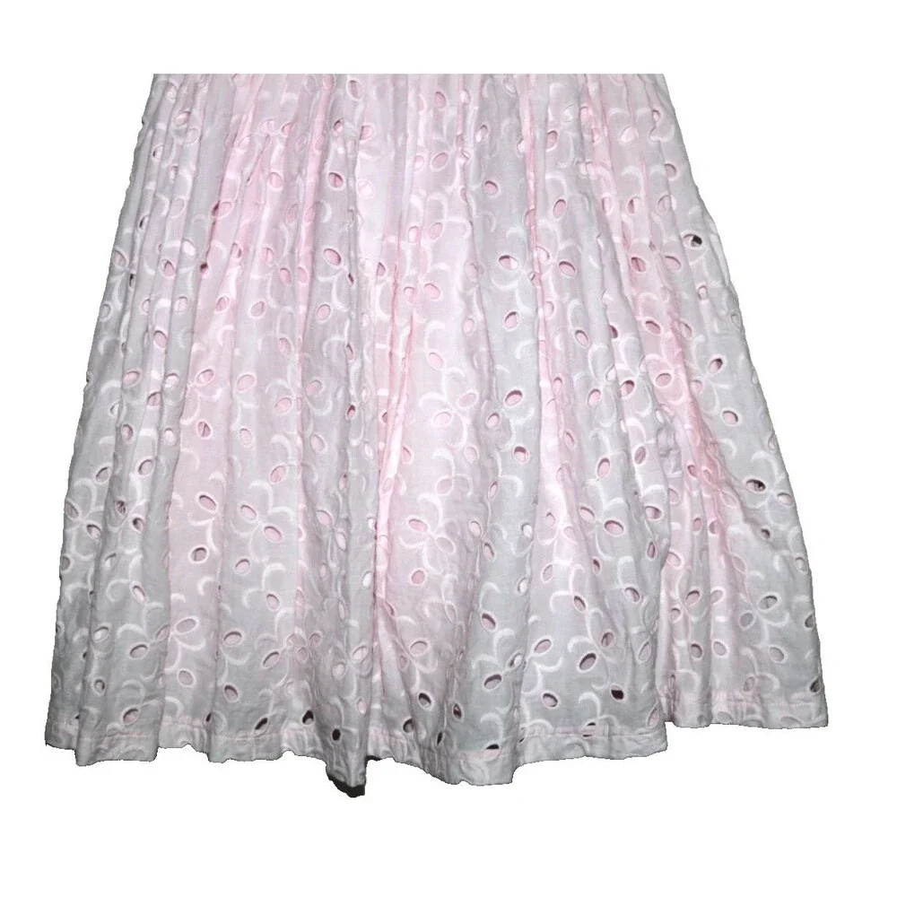 Kaya & Sloane Fit Flare Women's Pink Eyelet Cap Sleeve Dress Romantic Spring Sm